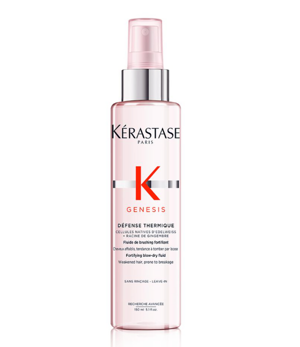Kerastase Genesis Defense Thermique is a milky-like spray heat protectant that is curated with an anti-hair fall formula to strength, protect while blow-drying, and prevent split ends. It's a lightweight leave-in to strengthen and prevent breakage.
Sulfate-free. Detangles and hydrates without frizz. 24H protection against frizz even in high conditions of humidity. 