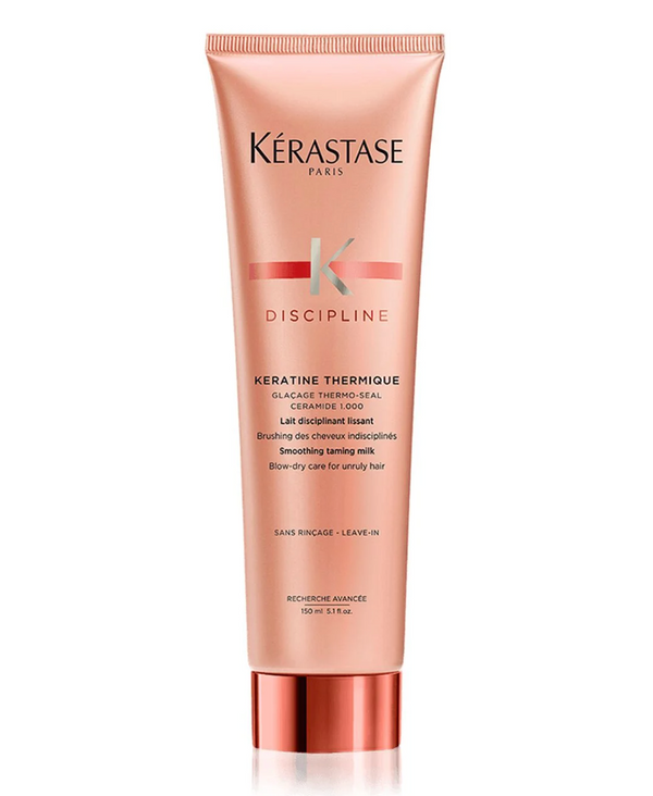 Kérastase keratin-infused blow-dry primer for heat protection and smoothness. This protects the hair and creates stronger, smoother hair. Professional salon quality luxury brand.