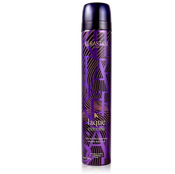 Kérastase Laque Extrême hair spray for long-lasting hold and frizz control. Locks hair in place and has extreme high hold. 