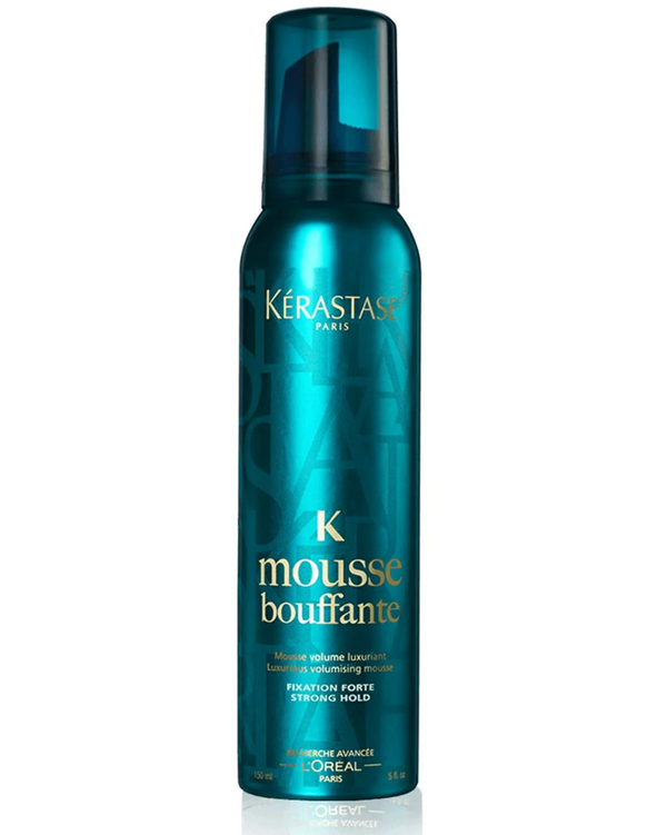 Achieve salon-level volume with Kerastase Mousse Bouffante volumizing hair mousse. Key ingredients in this mousse are: Marula Oil, Camellia Oil and Argan Oil. Creates flexible hold, anti-frizz, and has heat protection. 