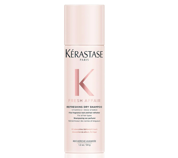 Kérastase Fresh Affair in a travel size for absorbing oil and extending time between washes. Luxury dry shampoo with vitamin E for fresh, fragrant hair.