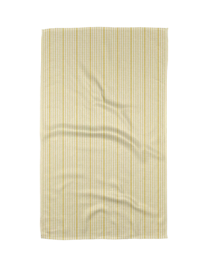 Geometry Kitchen tea towel in Lemon Ice – soft yellow striped microfiber towel with minimalist design, quick-drying and ultra-absorbent waffle weave.
