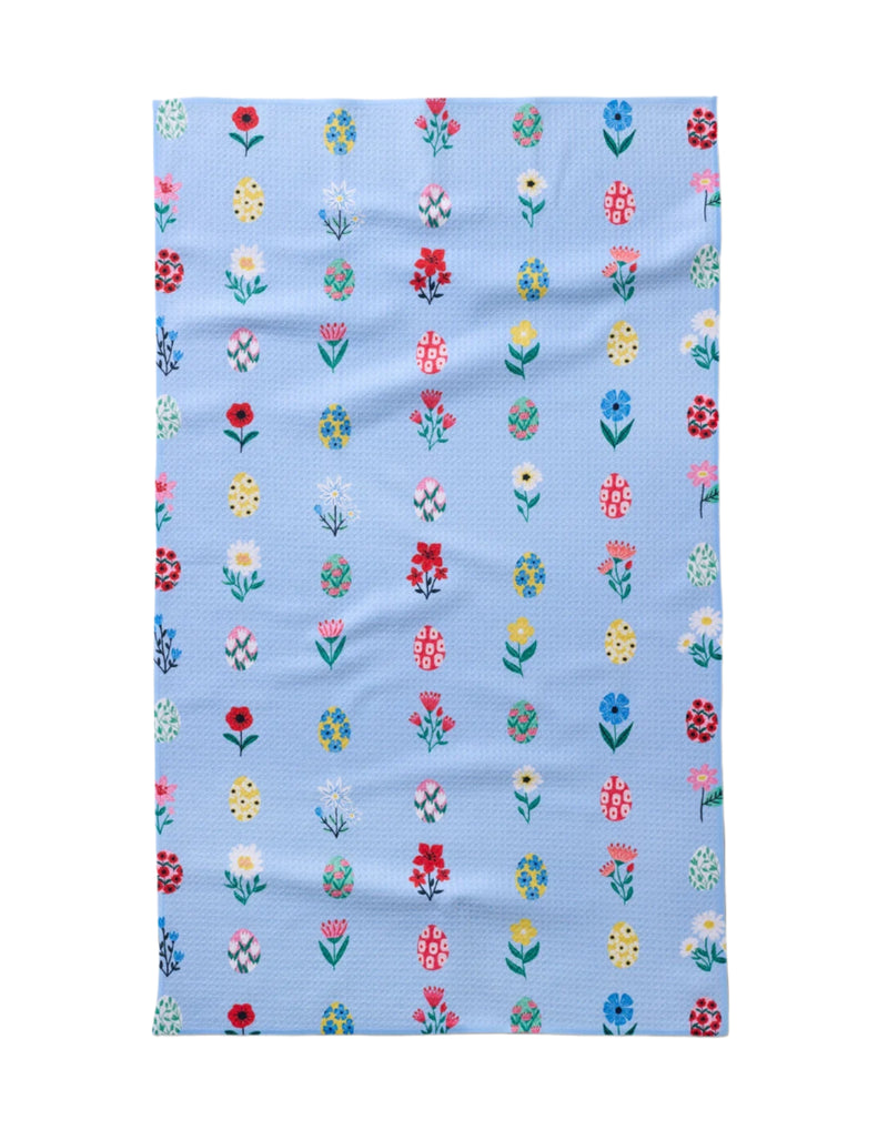 From Geometry House, this Kitchen Tea Towel makes a wonderful gift idea. It features a fun spring and Easter design, with light blue as the background and cute egg and flower prints.  They are highly absorbent and functional microfiber towels for the kitchen, bathroom and home. Good gift idea.