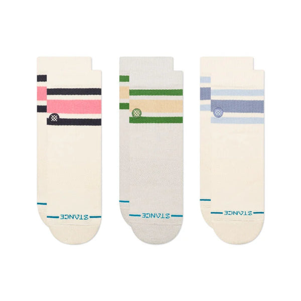 Stance Cotton Quarter Socks 3-Pack in Ivory — mid-height socks made from soft combed cotton with medium cushioning, reinforced heel and toe, and a classic neutral tone for everyday wear.