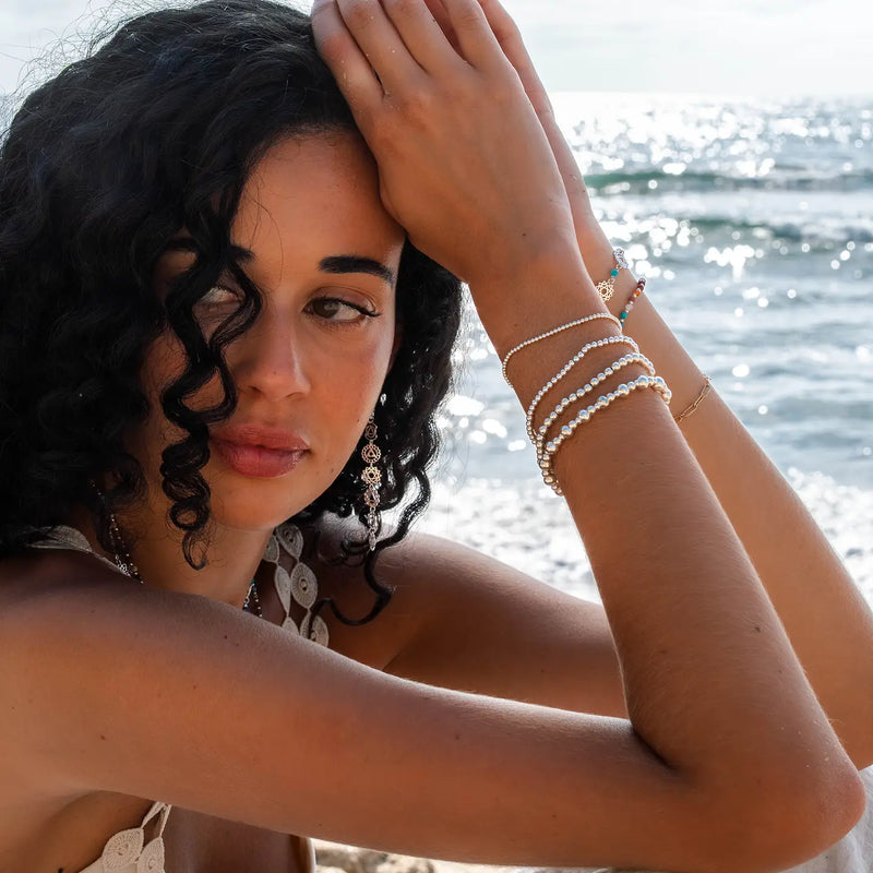 Lotus & Luna 2mm Silver Bead Bracelet