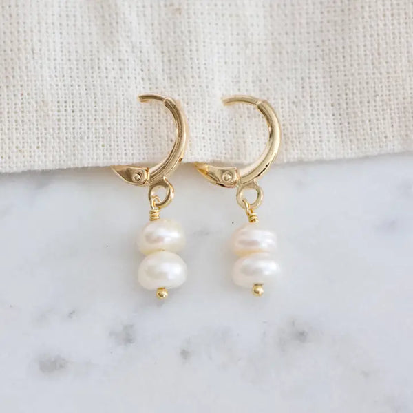 Mesa Blue Double Pearl Drop Earrings