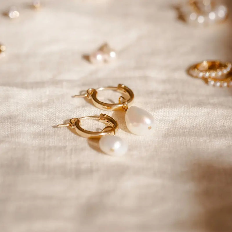 Made By Mary Single Pearl Hoop Earrings