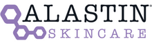 Alastin Skincare logo with black text and purple hexagonal design on a white background