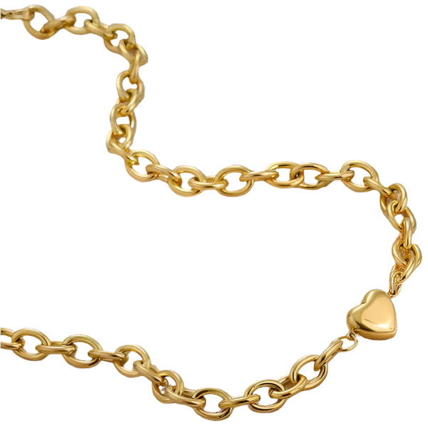 Elegant 18K Stainless Steel Tarnish-Free Chunky, Puffy Heart Necklace is perfect for adding luxury and sophistication to any outfit. Hypoallergenic, durable, and tarnish-resistant for lasting shine.