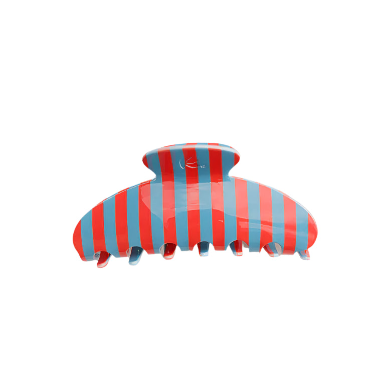 KAXI America’s Sweetheart Claw – bold red and blue striped hair claw in KAXI’s signature claw shape, made from durable resin with a firm yet gentle grip for no-slip, no-crease styling perfect for patriotic summer looks.