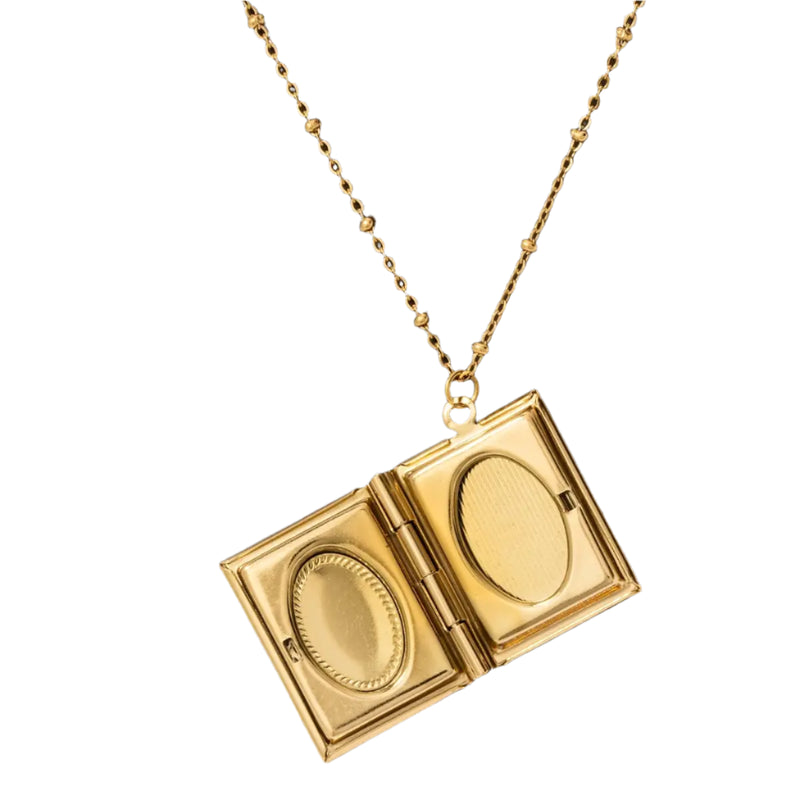 The Engraved Book Locket Pendant Necklace