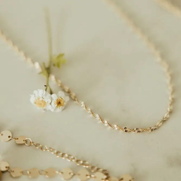 Mauve Jewelry Amelia Gold Filled Twist Necklace delicate rope chain necklace handcrafted minimalist jewelry piece.