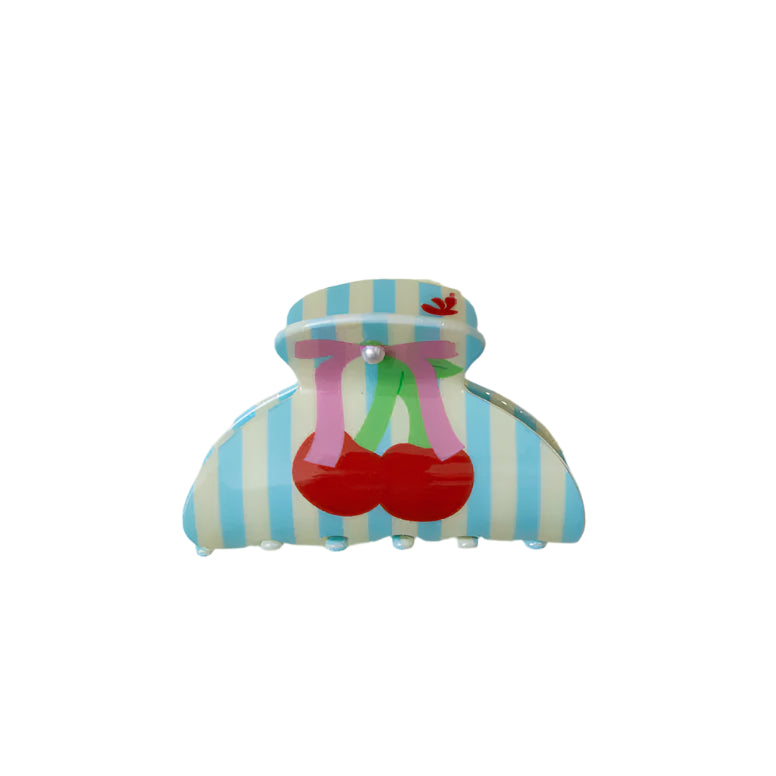 KAXI Fruit Eclectic Claws Cherry – acrylic hair claw featuring red cherry fruit print on translucent base; secure hold for medium to thick hair.