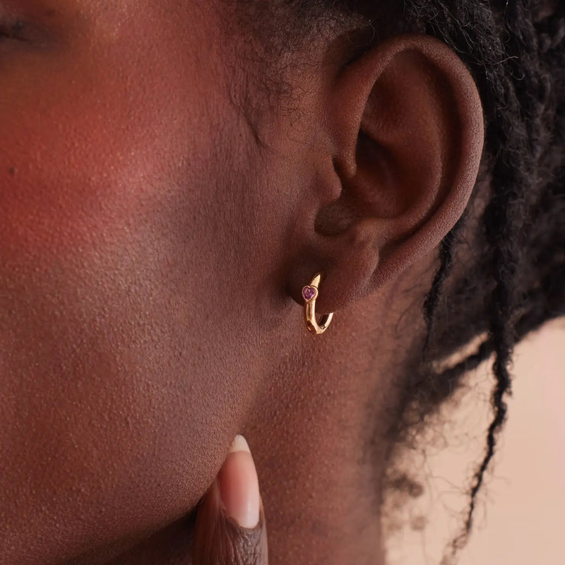 Made By Mary Pink Heart Huggie Hoop Earrings