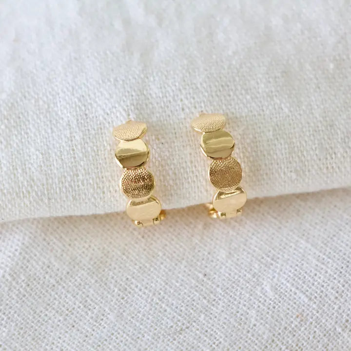 Mesa Blue Gold Full Moon Huggie Hoop Earrings