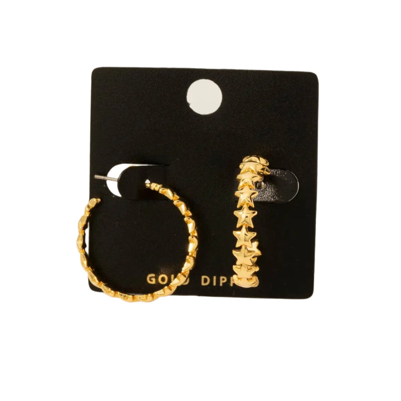 These Solid Stars Row Hoop Earrings  are a Stylish hoop earrings featuring a row of solid star charms for a bold and celestial-inspired look. Perfect for adding a touch of shine and playfulness to any outfit, these versatile earrings are ideal for both casual and special occasions.