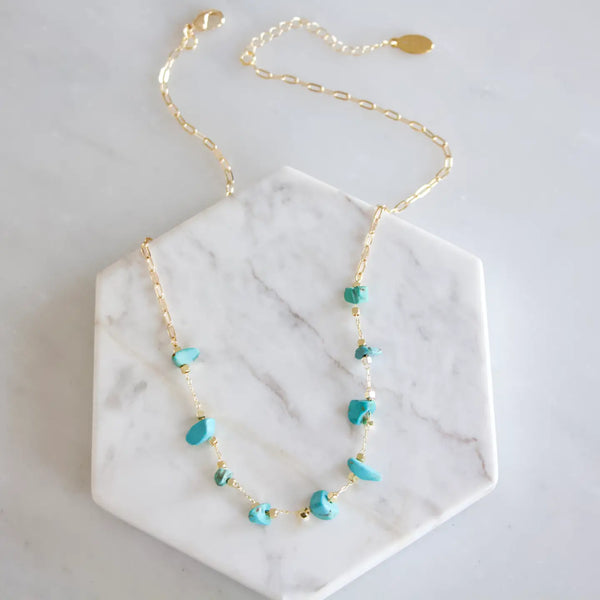 Mesa Blue Turquoise Nugget Paperclip Necklace