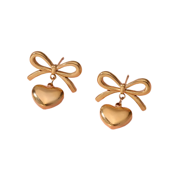 The most perfect pair of classy and elegant 18K Stainless Steel Tarnish-Free Heart Earrings, perfect for adding a touch of luxury and sophistication to any outfit. Hypoallergenic, durable, and timeless design for everyday wear. High end boutique. 