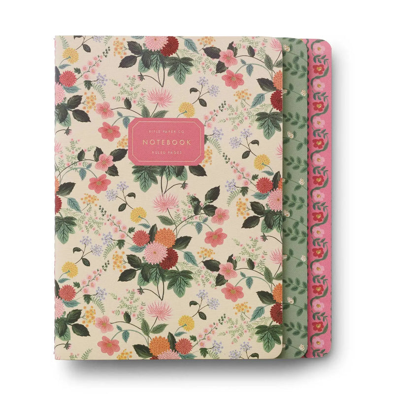 From Rifle Paper Co. Dahlia 3-Pack Notebook Set this cute Floral Journals with Gold Foil Details, Lined and Blank Pages for Notes, Sketching, and Planning – Elegant Stationery Gift. 
