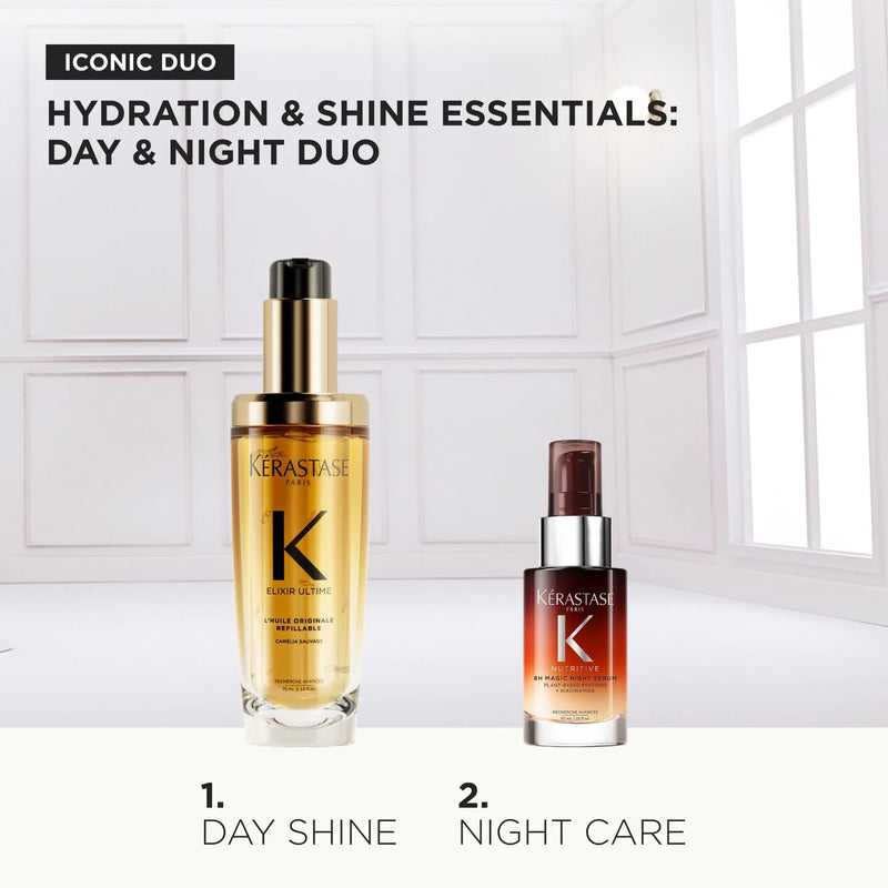 Kerastase Holiday Gift Set Elixir Ultime Hair Oil & Nutritive 8H Magic Night Serum Luxury Duo