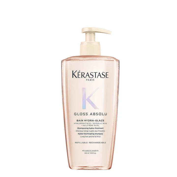 From Kerastase, the newest, trending Bain Hydra-Glaze Illuminating Shampoo in a 500ml size. This is a luxury hydrating shampoo. The 500ml size is a global friendly option.