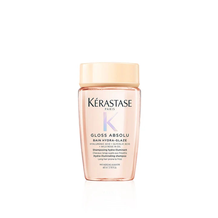 From Kerastase Bain Hydra-Glaze Illuminating Shampoo 80ml convenient travel size– luxury travel-size hydrating shampoo bottle.
