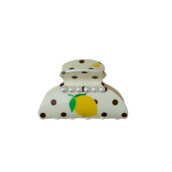 KAXI Fruit Eclectic Claws Lemon – lemon-patterned hair claw with bright yellow fruit design on acrylic, secure hold for medium to thick hair.