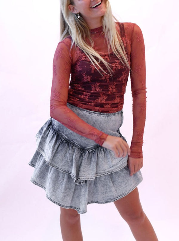 Free People Maroon Lace Rouge L-Stop