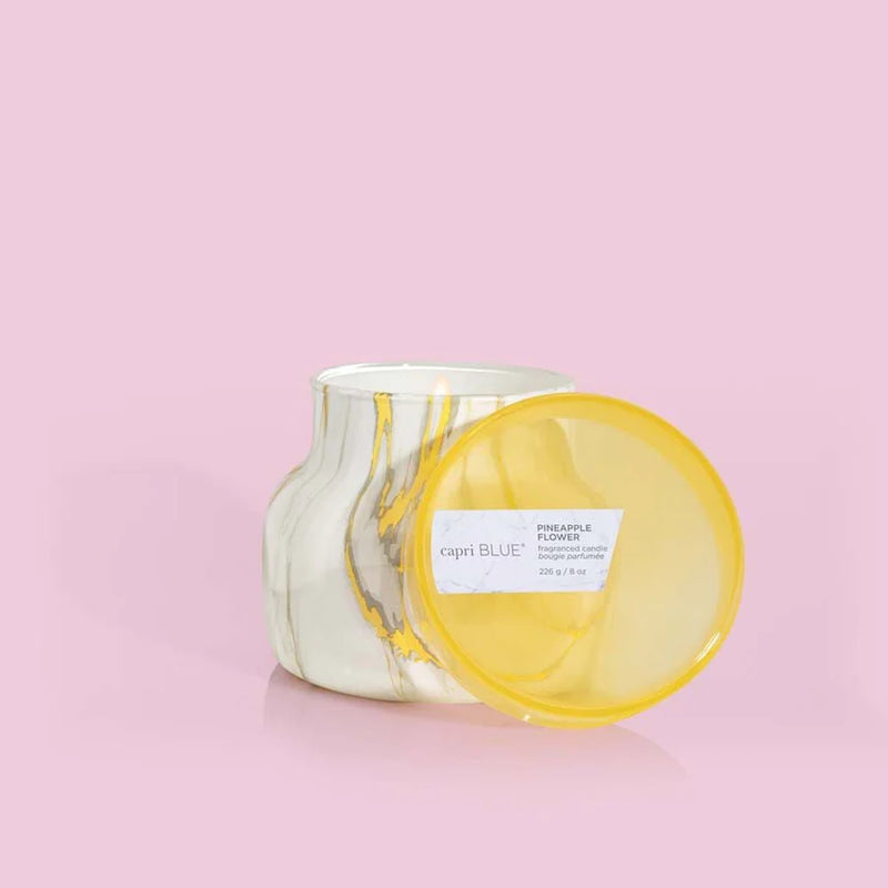 Capri Blue Pineapple Flower Modern Marble Petite Candle, 8 oz