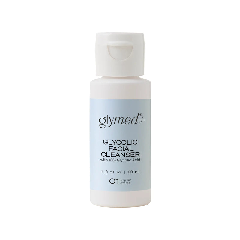 GlyMed Plus Travel Size Glycolic Facial Cleanser. This cleanser is an Exfoliating Face Wash for Smoother, Brighter, and Clearer Skin. The active ingredients of Glycolic Acid makes it a great option for those struggling with acne or wanting to clear up the skin.